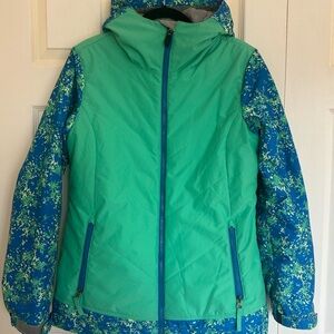 686 Green and Blue Ski Jacket with Insulated Design